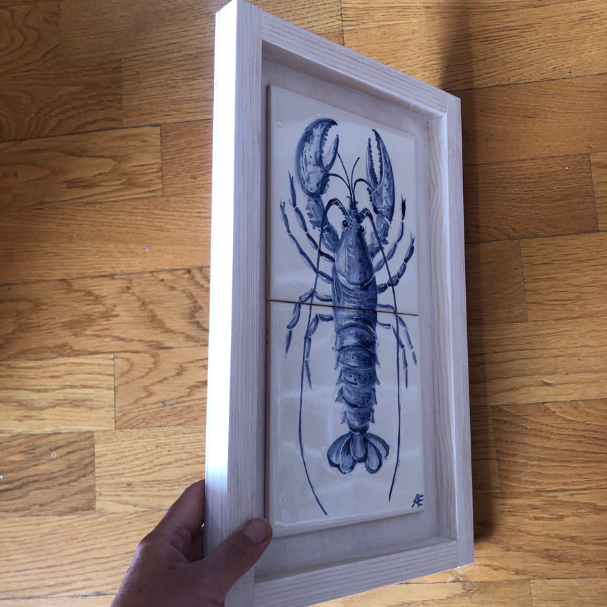 Handpainted Lobster fish double Tile /Kézműves csempe