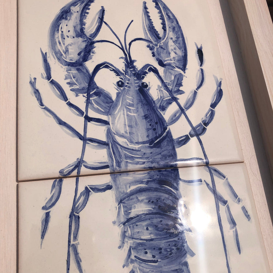 Handpainted Lobster fish double Tile /Kézműves csempe