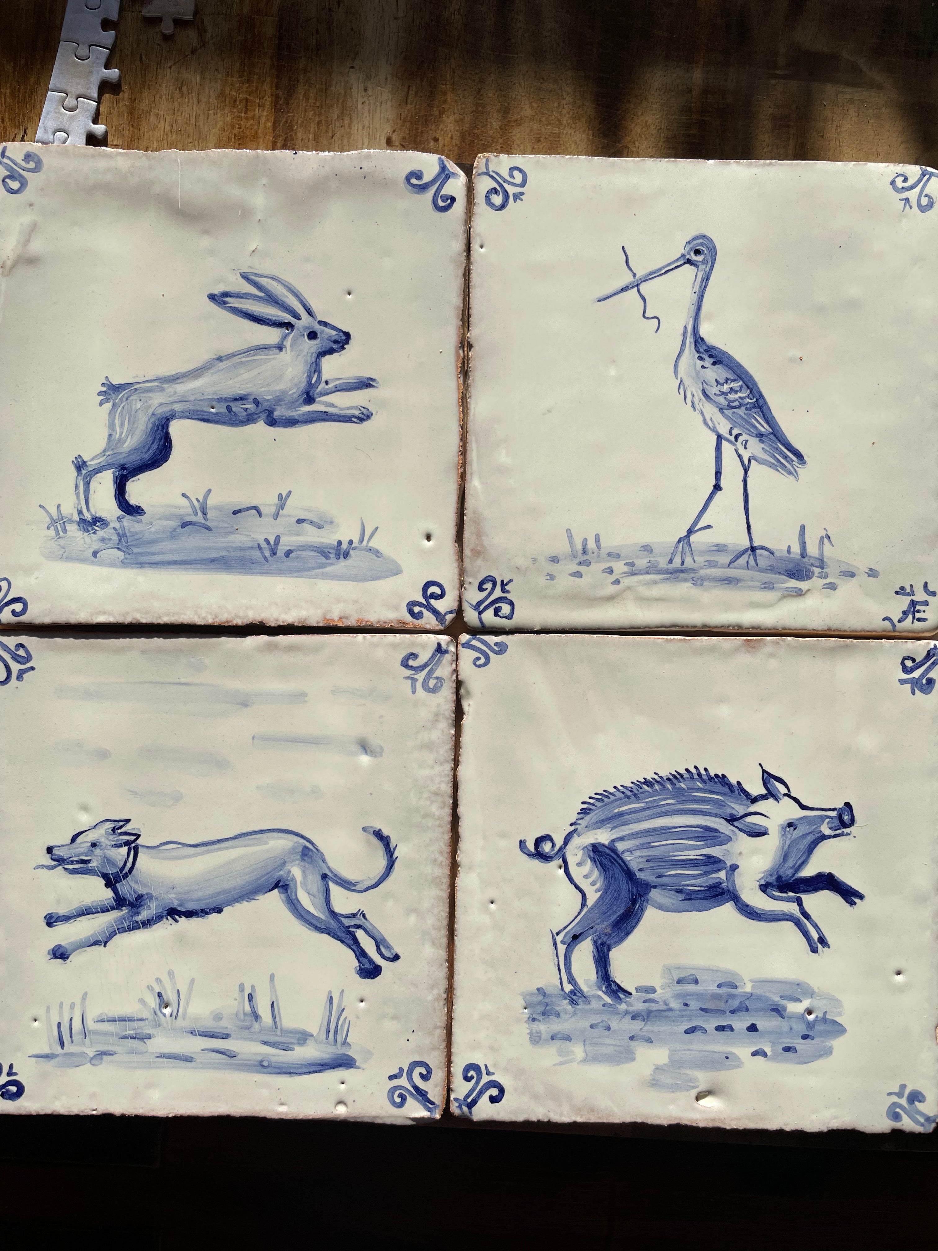 Wildboar motif Azulejo Handpainted Tile 15 cm x 15 cm