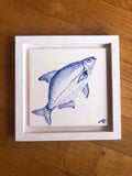 Fish motif Azulejo Handpainted Tile 15 cm x 15 cm/ Kézműves csempe