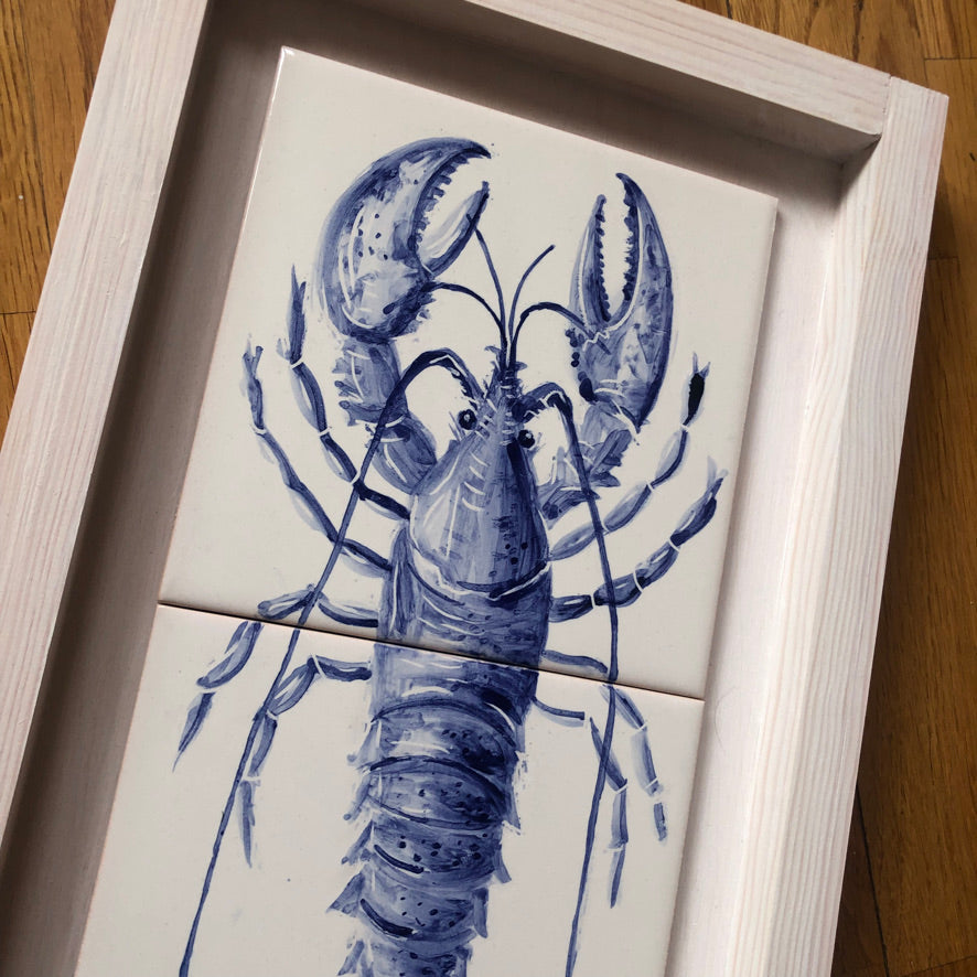 Handpainted Lobster fish double Tile /Kézműves csempe