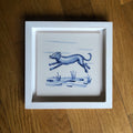 Dog Handpainted azulejo glazed ceramic tile 15 cm x 15 cm /  Kézműves csempe