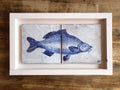 Carp fish motif Azulejo Handpainted Tile Mural 15 cm x 30 cm/ Kézműves csempe