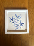 Olive branch Handpainted azulejo glazed ceramic tile 15 cm x 15 cm /  Kézműves csempe