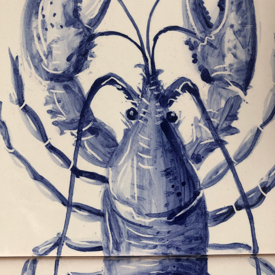 Handpainted Lobster fish double Tile /Kézműves csempe