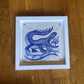 Crocodile Handpainted azulejo glazed ceramic tile 15 cm x 15 cm /  Kézműves csempe