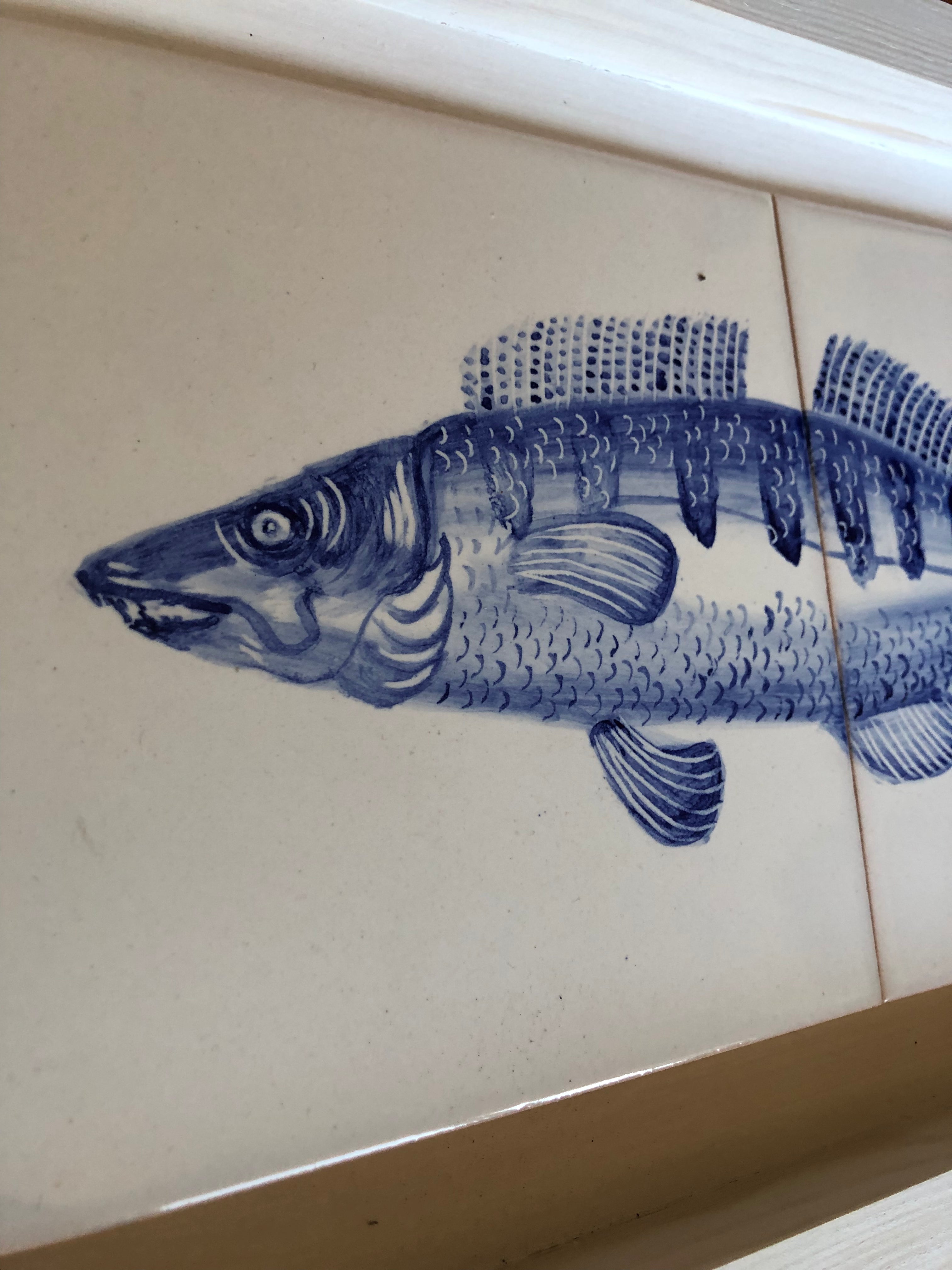 Handpainted pikeperch/ walleye fish double Tile /  Kézműves csempekép Fogas süllő