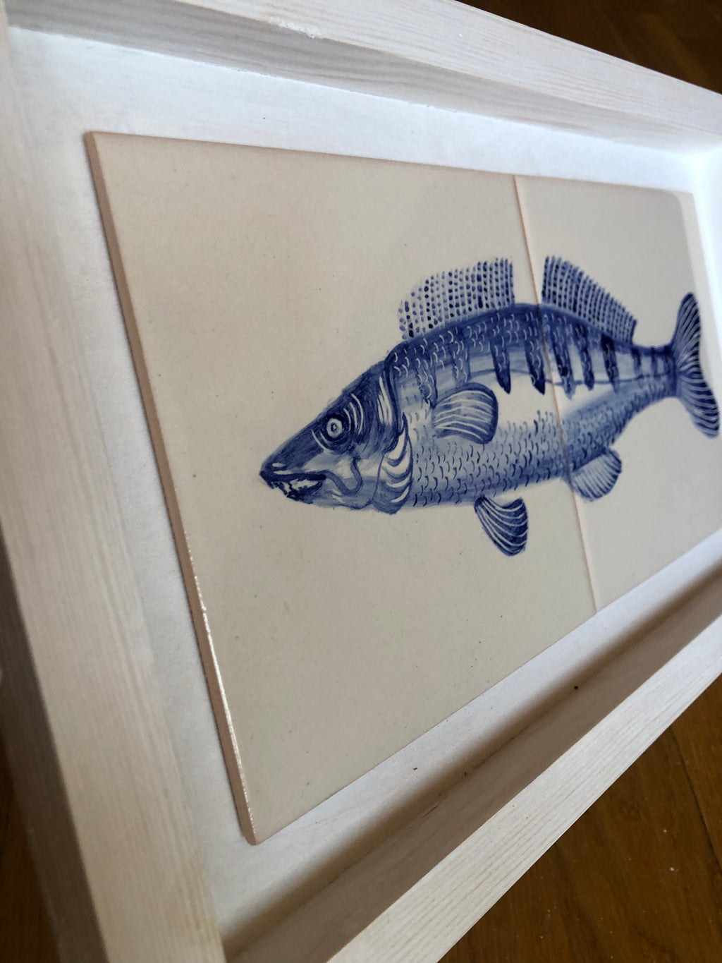 Handpainted pikeperch/ walleye fish double Tile /  Kézműves csempekép Fogas süllő