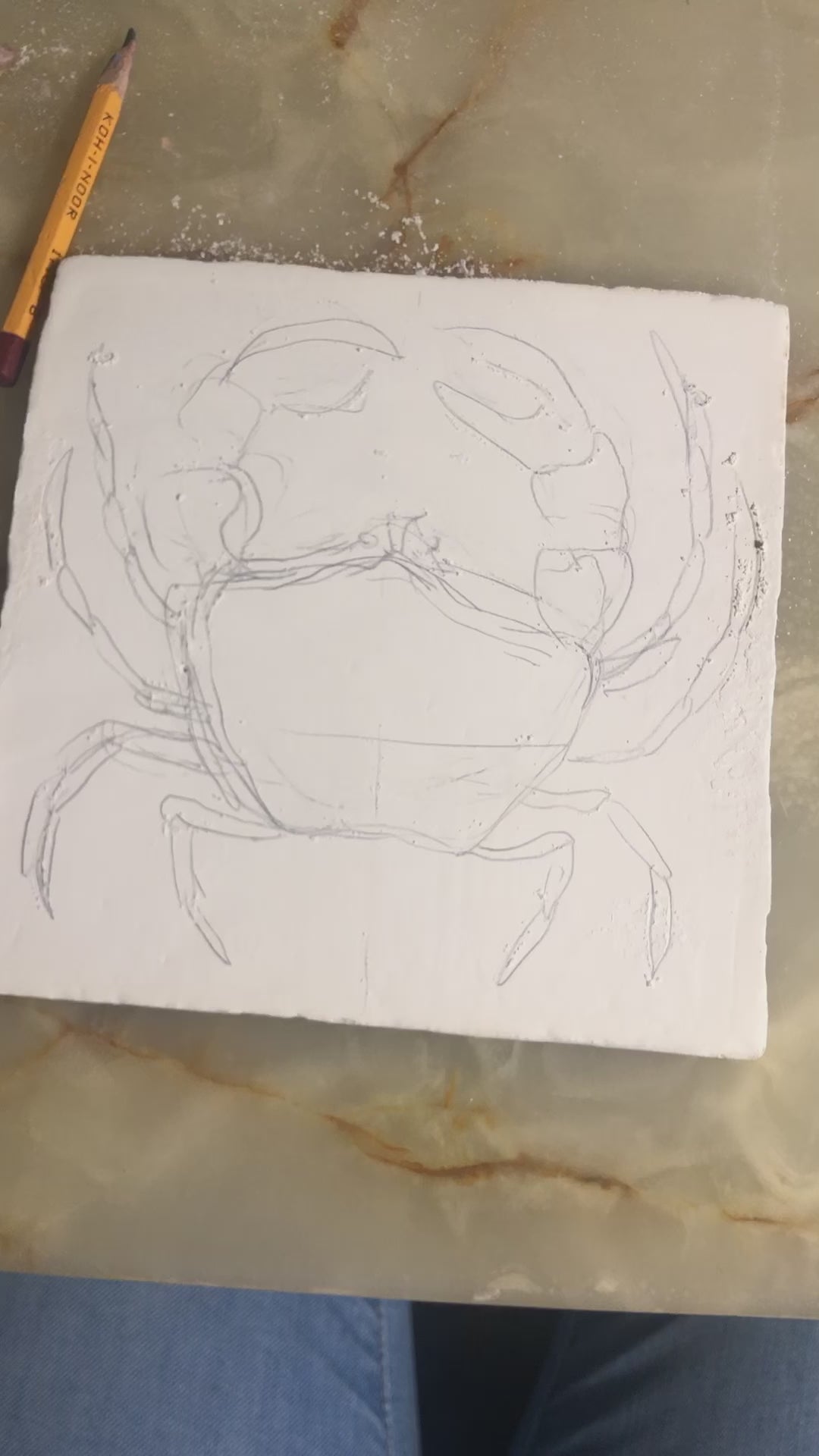 handpainted tiles in process